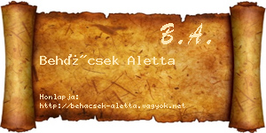 Behácsek Aletta névjegykártya