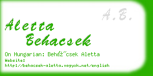 aletta behacsek business card